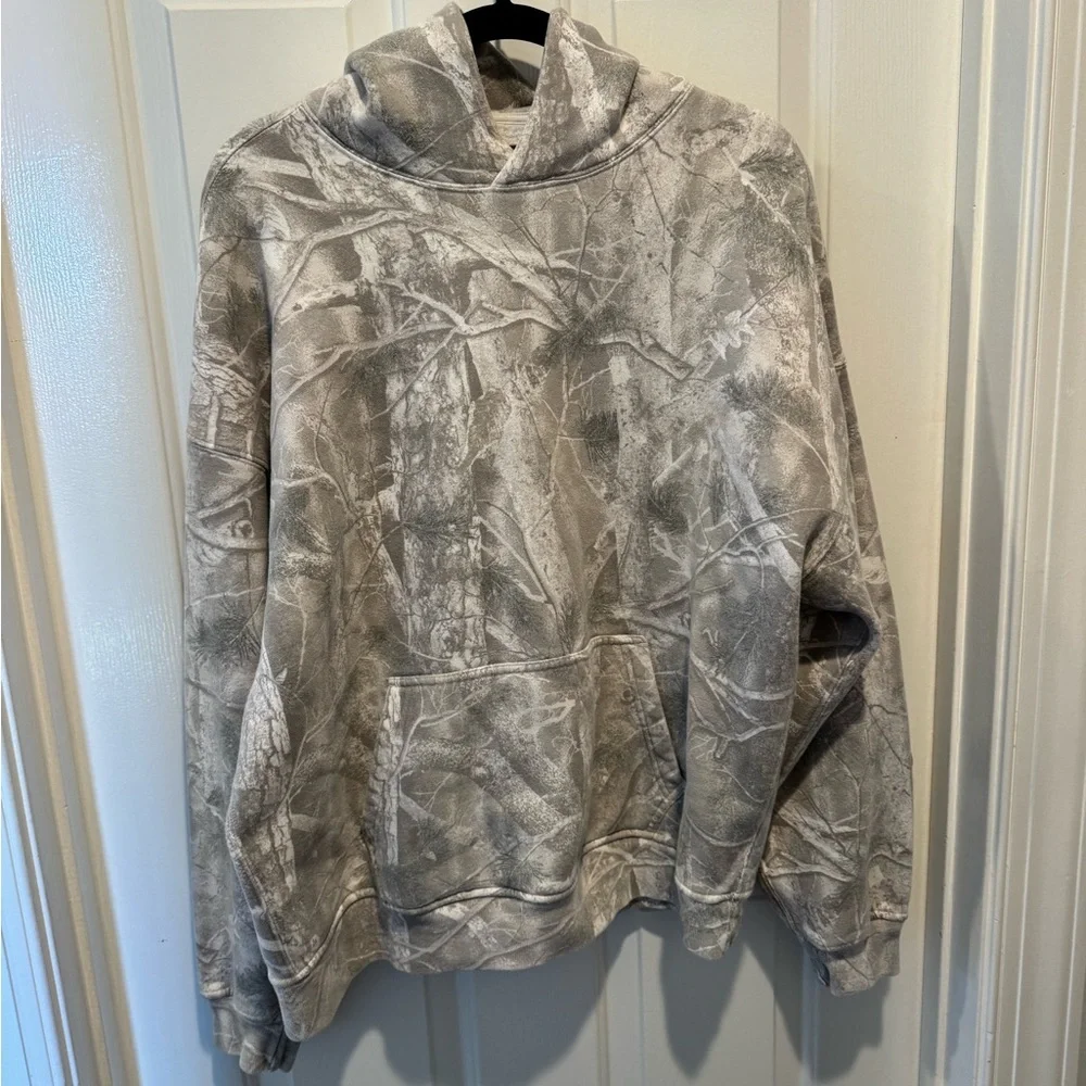 Mens Abercrombie & Fitch Soft Essentials Grey White Camo Hoodie Size L - Picture 1 of 13